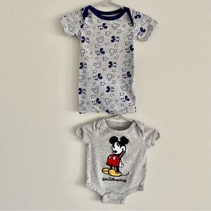 Disney Mickey Mouse 2 Piece Set-Bodysuit & Romper Size 0-3 Months